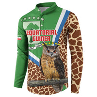 Personalised Equatorial Guinea Button Sweatshirt Bubo Poensis Mix Giraffe Pattern