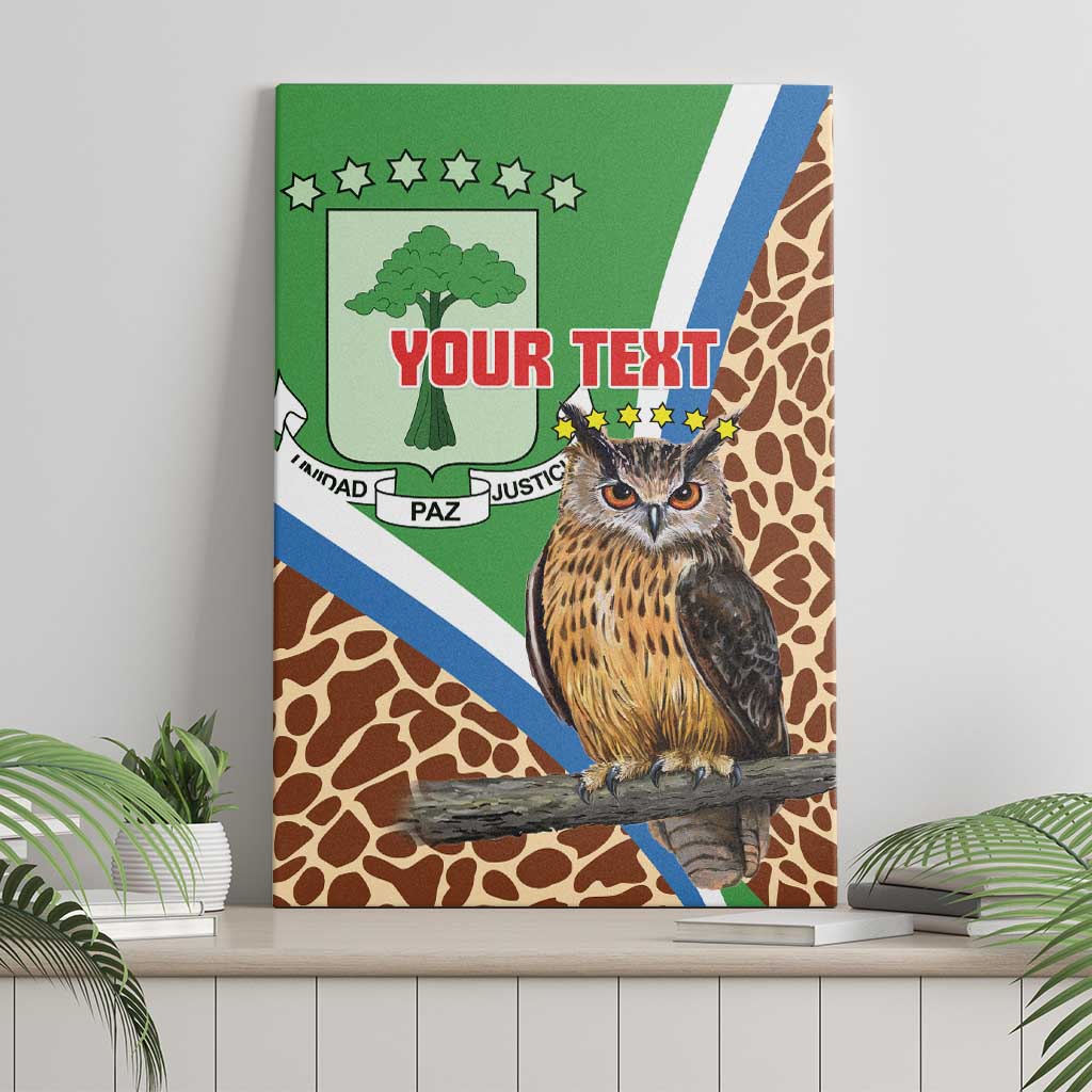 Personalised Equatorial Guinea Canvas Wall Art Bubo Poensis Mix Giraffe Pattern