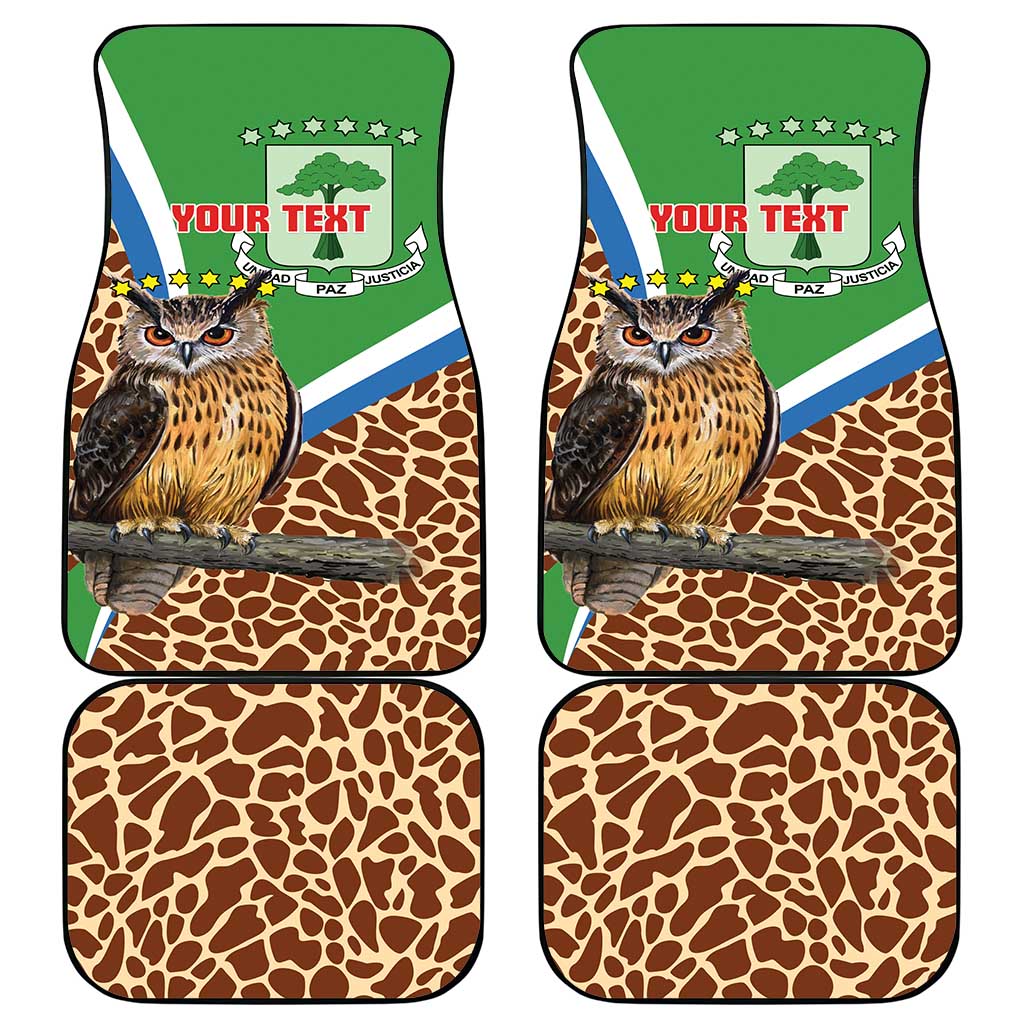 Personalised Equatorial Guinea Car Mats Bubo Poensis Mix Giraffe Pattern