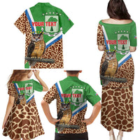 Personalised Equatorial Guinea Family Matching Puletasi and Hawaiian Shirt Bubo Poensis Mix Giraffe Pattern