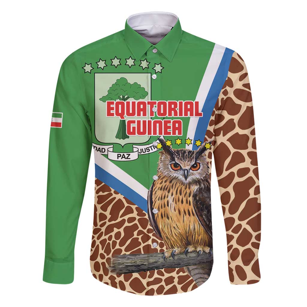 Personalised Equatorial Guinea Family Matching Tank Maxi Dress and Hawaiian Shirt Bubo Poensis Mix Giraffe Pattern