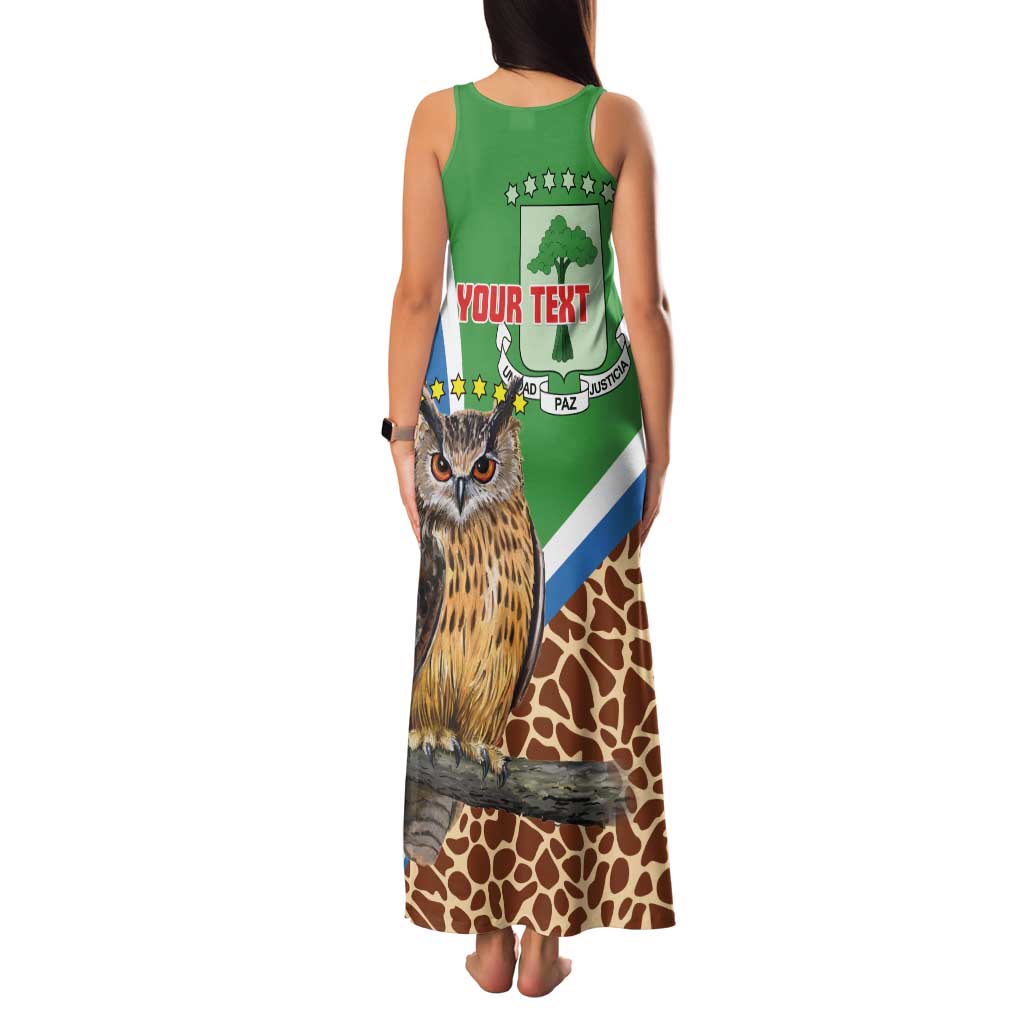 Personalised Equatorial Guinea Family Matching Tank Maxi Dress and Hawaiian Shirt Bubo Poensis Mix Giraffe Pattern