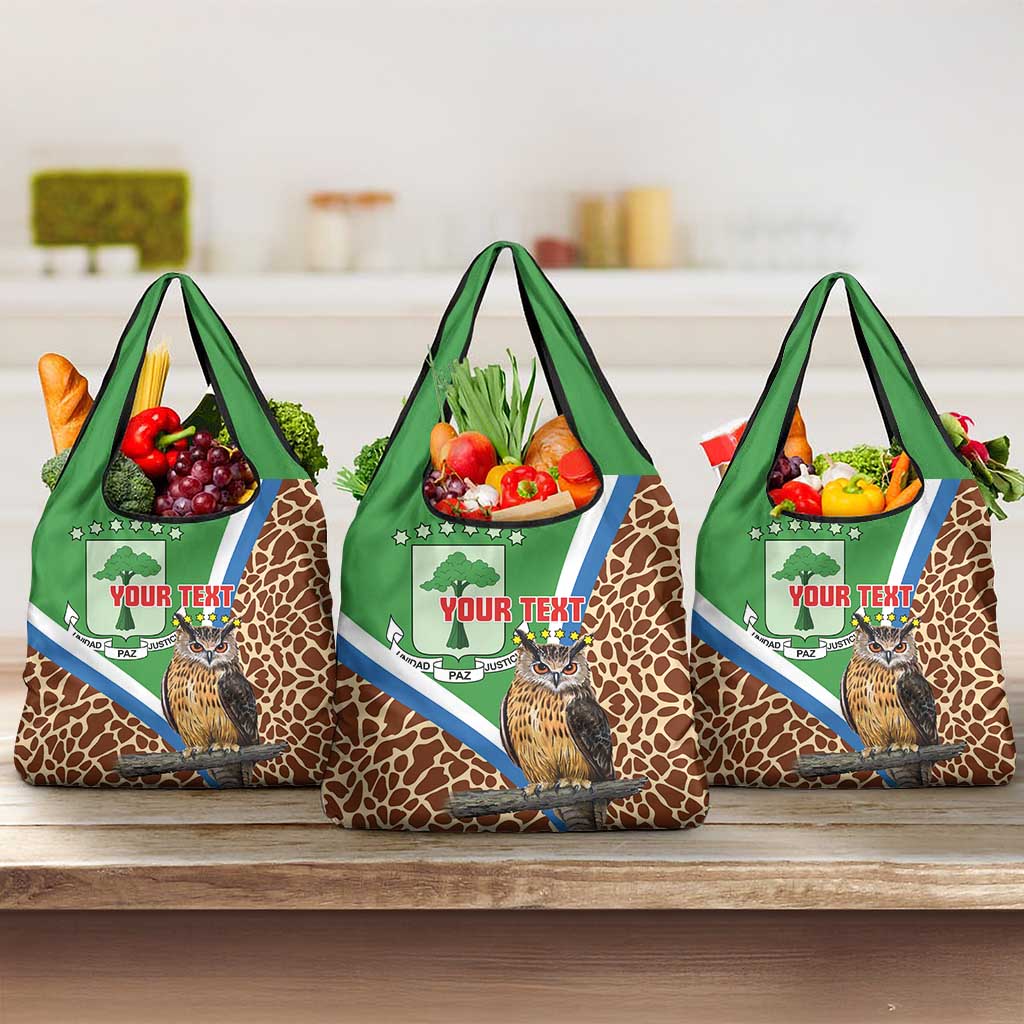 Personalised Equatorial Guinea Grocery Bag Bubo Poensis Mix Giraffe Pattern