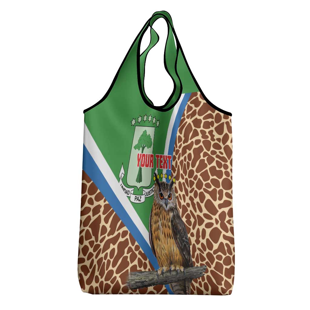 Personalised Equatorial Guinea Grocery Bag Bubo Poensis Mix Giraffe Pattern