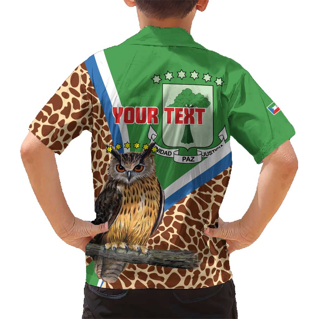Personalised Equatorial Guinea Kid Hawaiian Shirt Bubo Poensis Mix Giraffe Pattern