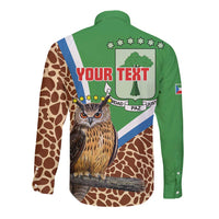 Personalised Equatorial Guinea Long Sleeve Button Shirt Bubo Poensis Mix Giraffe Pattern