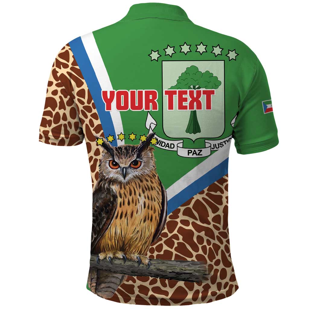 Personalised Equatorial Guinea Polo Shirt Bubo Poensis Mix Giraffe Pattern