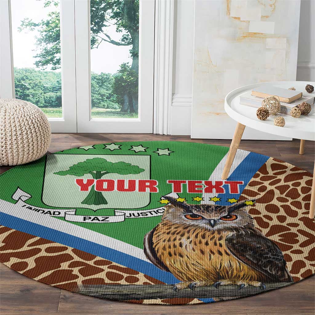 Personalised Equatorial Guinea Round Carpet Bubo Poensis Mix Giraffe Pattern