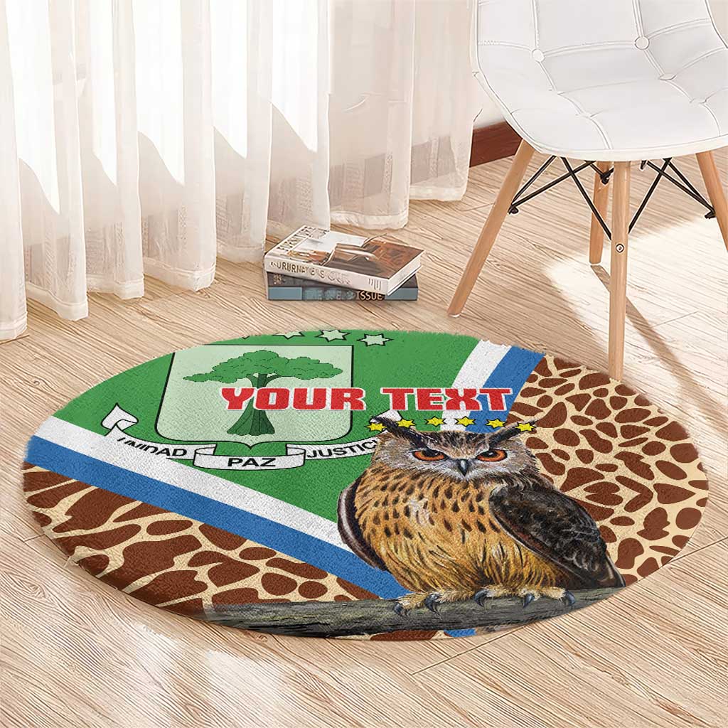 Personalised Equatorial Guinea Round Carpet Bubo Poensis Mix Giraffe Pattern