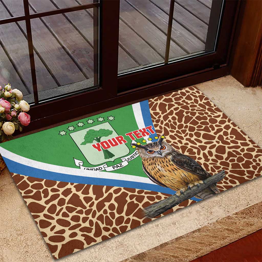 Personalised Equatorial Guinea Rubber Doormat Bubo Poensis Mix Giraffe Pattern