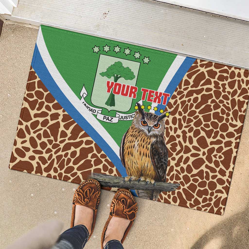 Personalised Equatorial Guinea Rubber Doormat Bubo Poensis Mix Giraffe Pattern