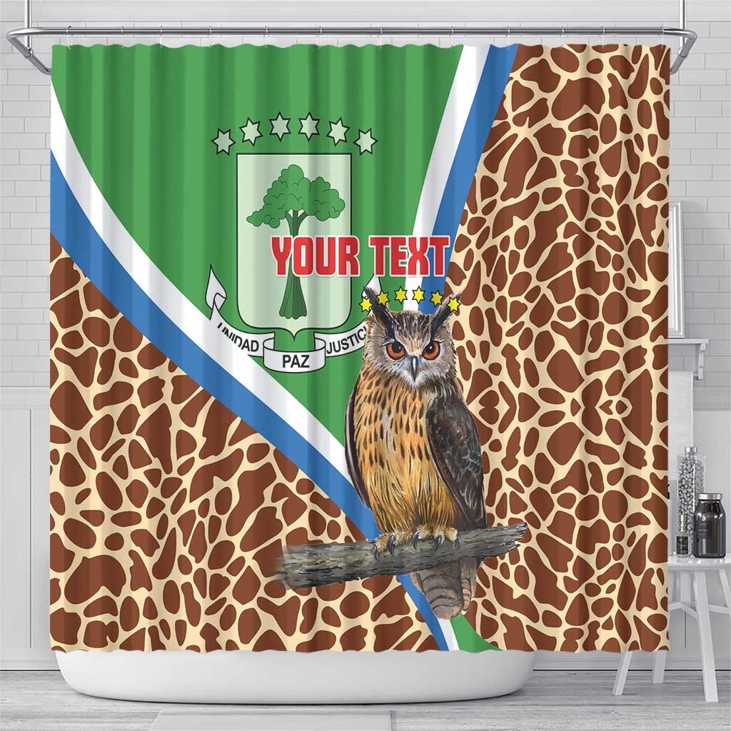 Personalised Equatorial Guinea Shower Curtain Bubo Poensis Mix Giraffe Pattern