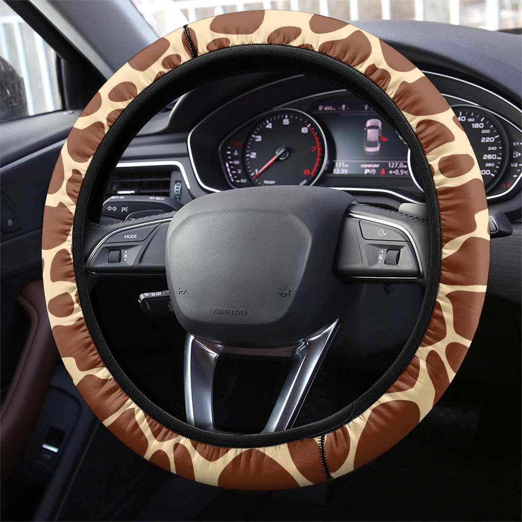 Equatorial Guinea Steering Wheel Cover Bubo Poensis Mix Giraffe Pattern