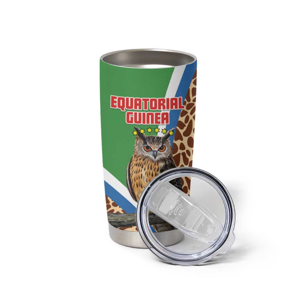 Personalised Equatorial Guinea Tumbler Cup Bubo Poensis Mix Giraffe Pattern