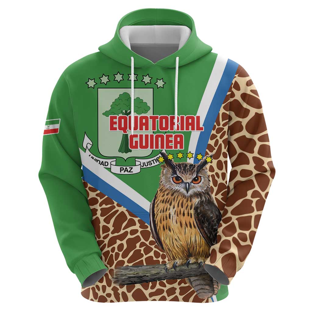 Personalised Equatorial Guinea Zip Hoodie Bubo Poensis Mix Giraffe Pattern