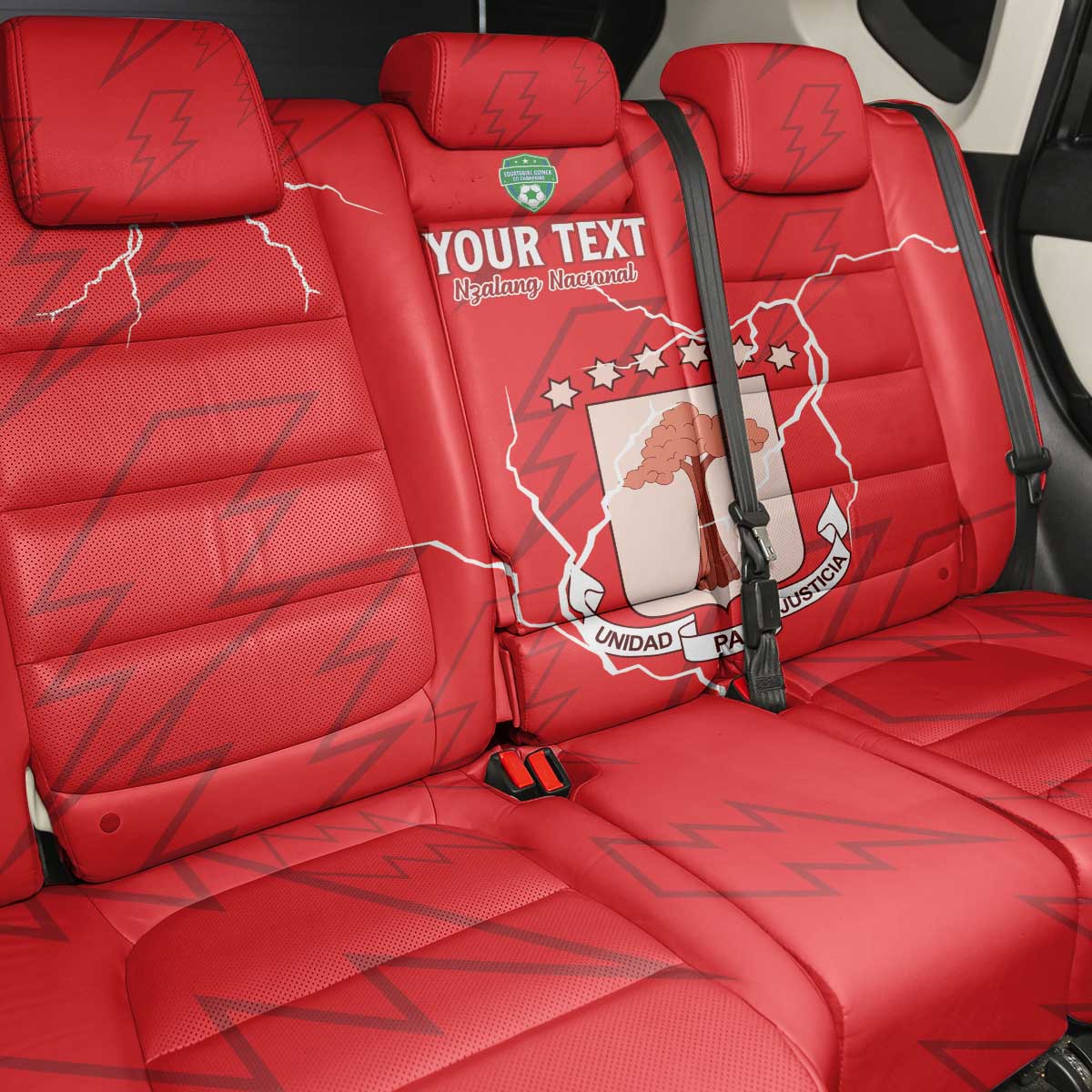 Custom Equatorial Guinea Football Back Car Seat Cover Allez Nzalang Nacional - Red Version