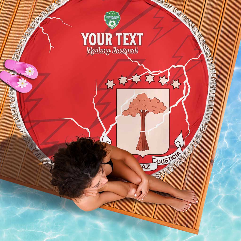 Custom Equatorial Guinea Football Beach Blanket Allez Nzalang Nacional - Red Version