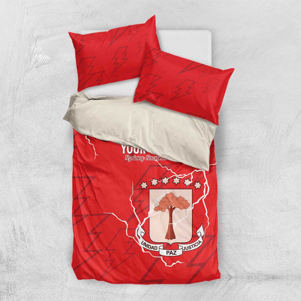 Custom Equatorial Guinea Football Bedding Set Allez Nzalang Nacional - Red Version