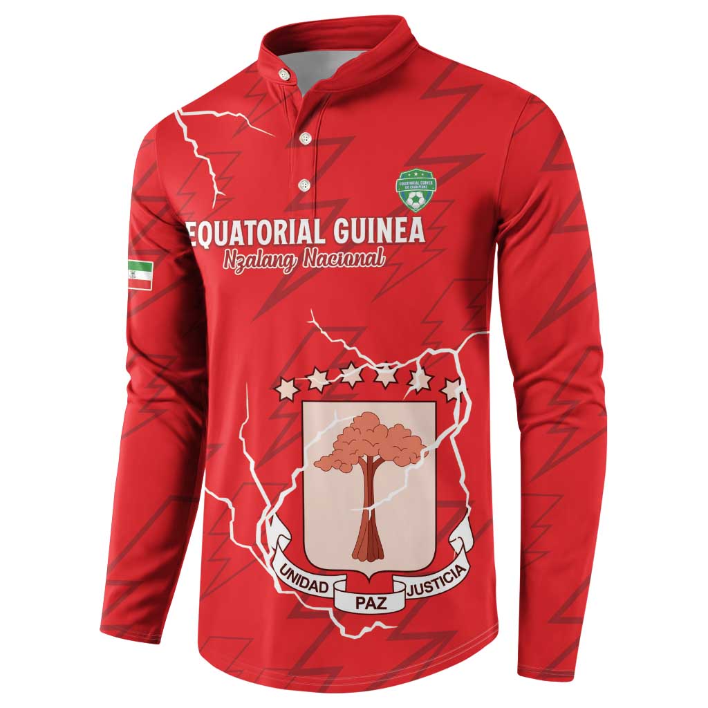 Custom Equatorial Guinea Football Button Sweatshirt Allez Nzalang Nacional - Red Version