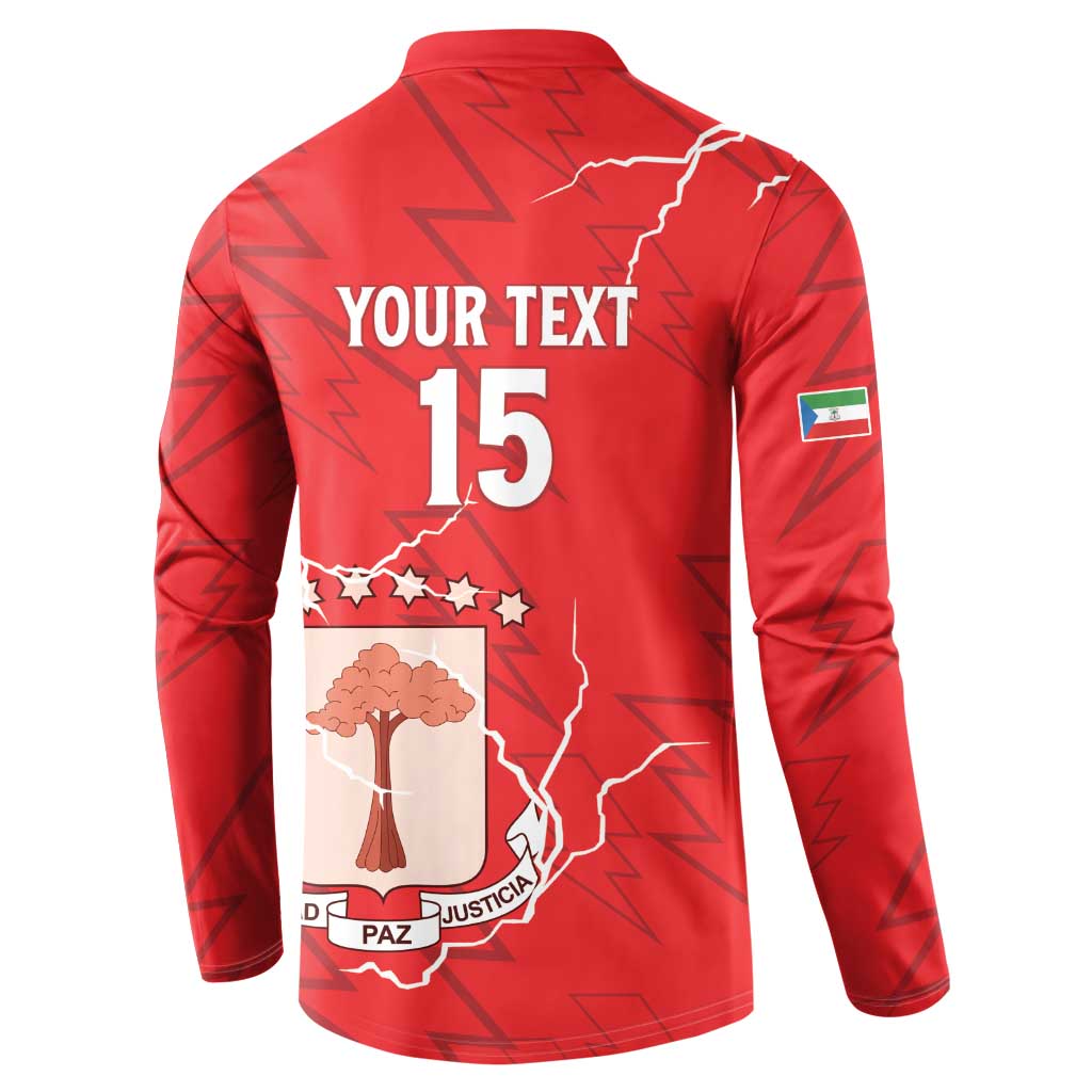 Custom Equatorial Guinea Football Button Sweatshirt Allez Nzalang Nacional - Red Version