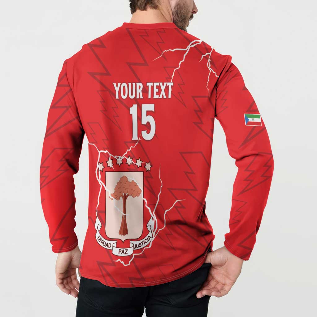 Custom Equatorial Guinea Football Button Sweatshirt Allez Nzalang Nacional - Red Version