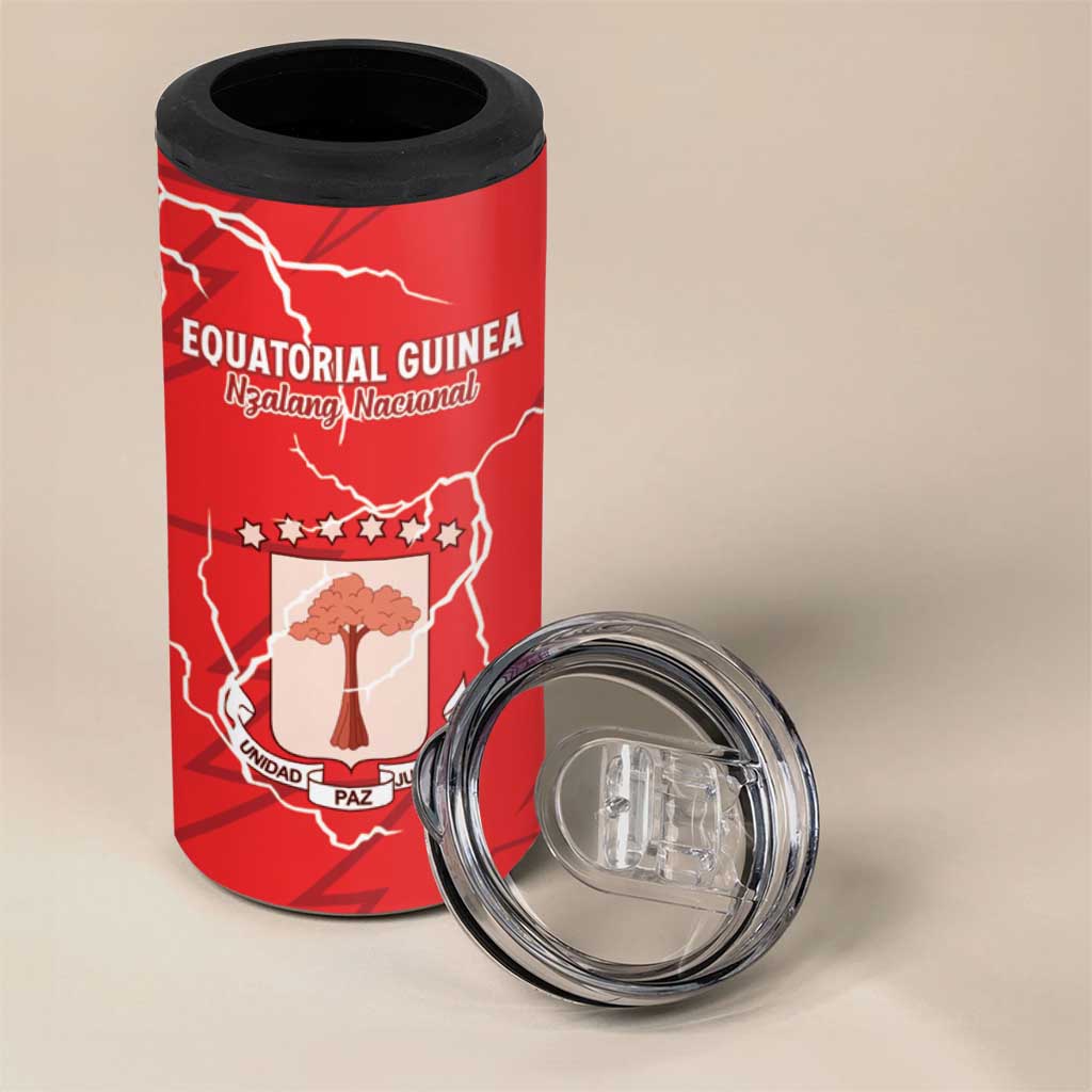 Custom Equatorial Guinea Football 4 in 1 Can Cooler Tumbler Allez Nzalang Nacional - Red Version