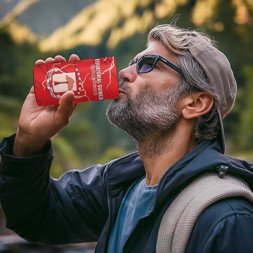 Custom Equatorial Guinea Football 4 in 1 Can Cooler Tumbler Allez Nzalang Nacional - Red Version