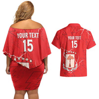 Custom Equatorial Guinea Football Couples Matching Off Shoulder Short Dress and Hawaiian Shirt Allez Nzalang Nacional - Red Version