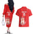 Custom Equatorial Guinea Football Couples Matching Off The Shoulder Long Sleeve Dress and Hawaiian Shirt Allez Nzalang Nacional - Red Version