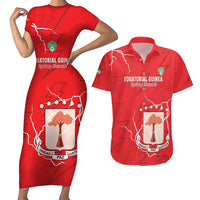 Custom Equatorial Guinea Football Couples Matching Short Sleeve Bodycon Dress and Hawaiian Shirt Allez Nzalang Nacional - Red Version