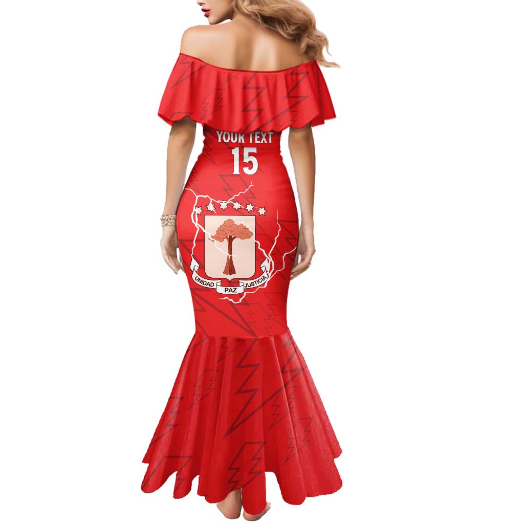 Custom Equatorial Guinea Football Family Matching Mermaid Dress and Hawaiian Shirt Allez Nzalang Nacional - Red Version