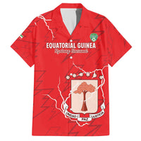 Custom Equatorial Guinea Football Family Matching Off The Shoulder Long Sleeve Dress and Hawaiian Shirt Allez Nzalang Nacional - Red Version