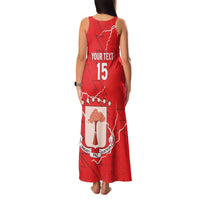 Custom Equatorial Guinea Football Family Matching Tank Maxi Dress and Hawaiian Shirt Allez Nzalang Nacional - Red Version