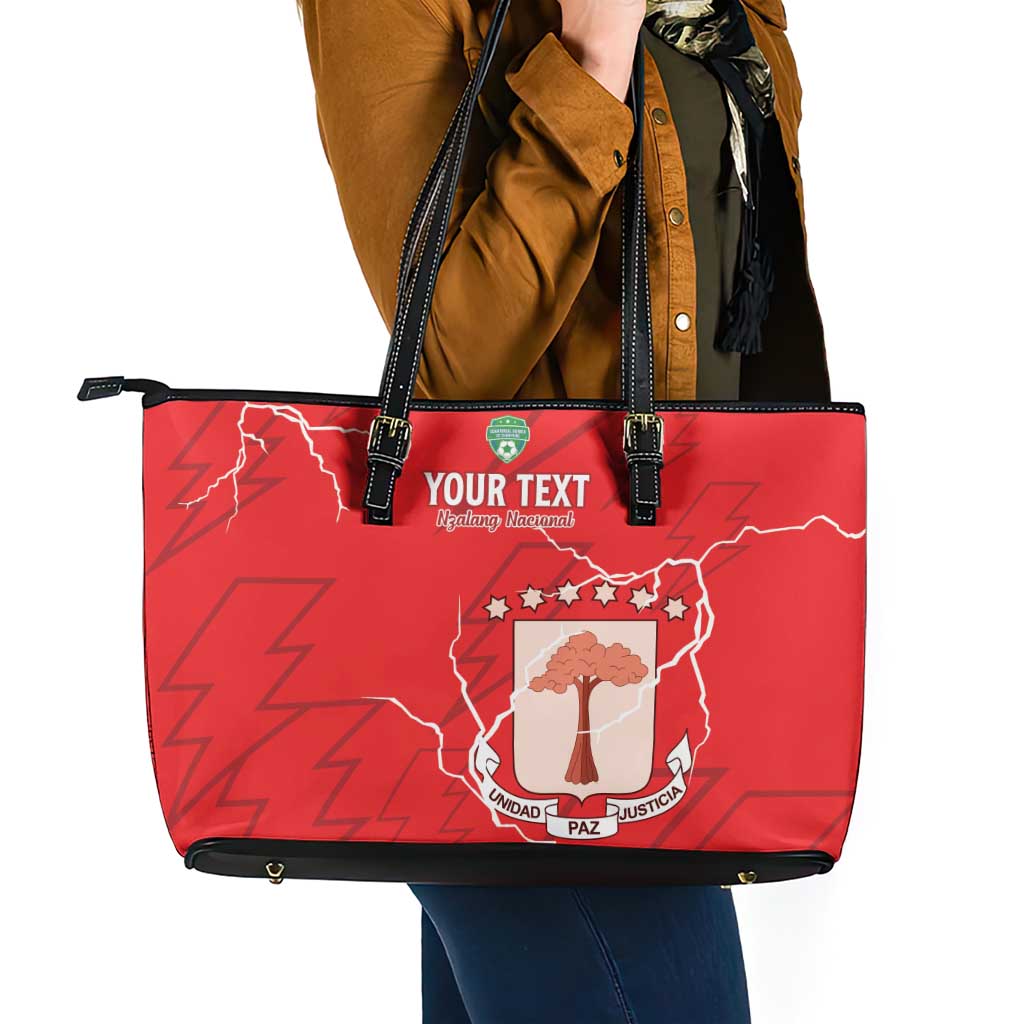 Custom Equatorial Guinea Football Leather Tote Bag Allez Nzalang Nacional - Red Version