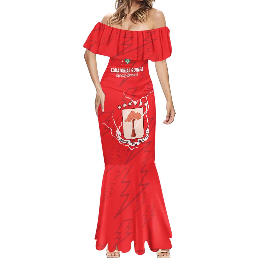 Custom Equatorial Guinea Football Mermaid Dress Allez Nzalang Nacional - Red Version