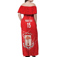 Custom Equatorial Guinea Football Off Shoulder Maxi Dress Allez Nzalang Nacional - Red Version