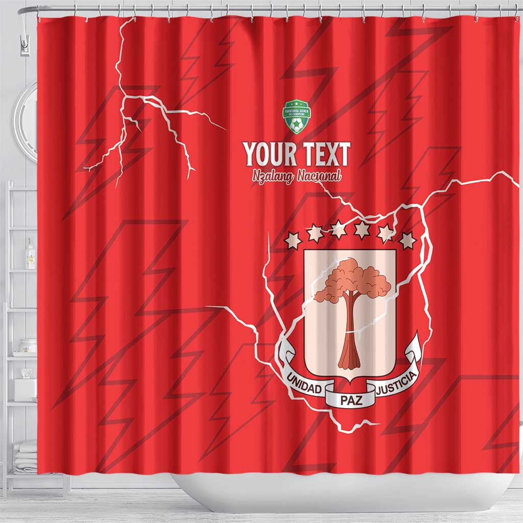 Custom Equatorial Guinea Football Shower Curtain Allez Nzalang Nacional - Red Version