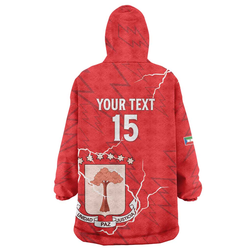 Custom Equatorial Guinea Football Wearable Blanket Hoodie Allez Nzalang Nacional - Red Version
