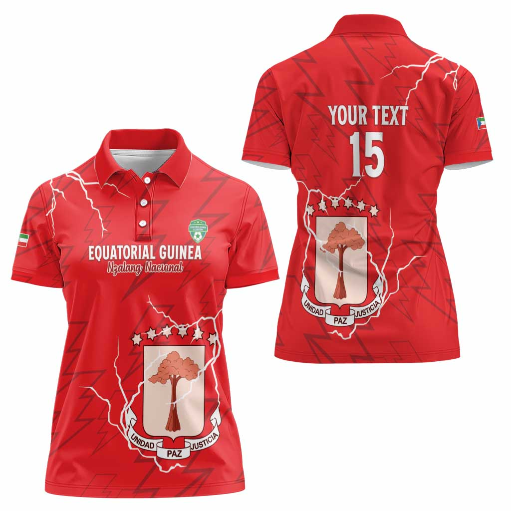Custom Equatorial Guinea Football Women Polo Shirt Allez Nzalang Nacional - Red Version