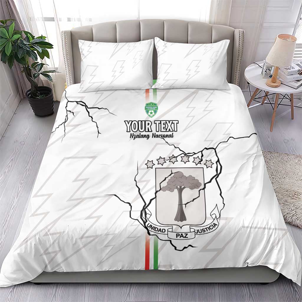 Custom Equatorial Guinea Football Bedding Set Allez Nzalang Nacional - White Version