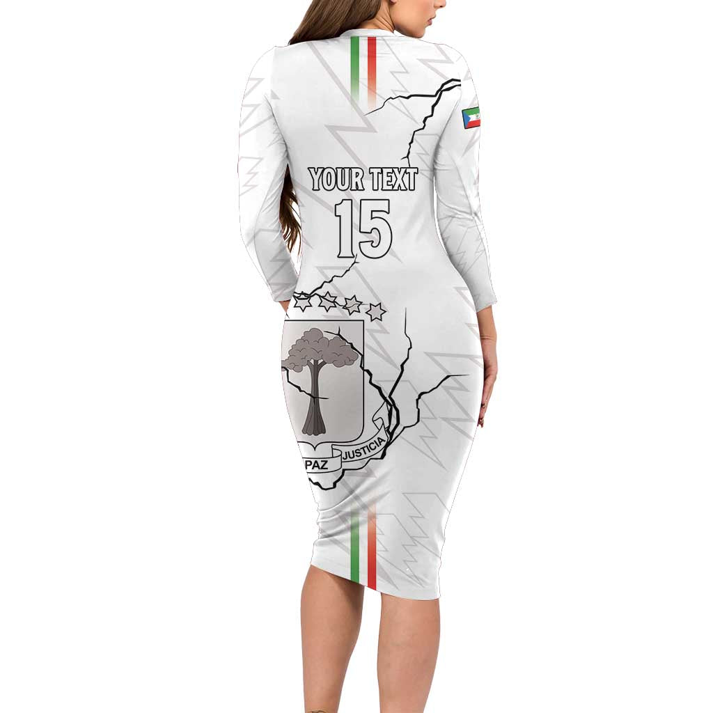 Custom Equatorial Guinea Football Family Matching Long Sleeve Bodycon Dress and Hawaiian Shirt Allez Nzalang Nacional - White Version