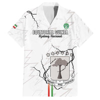 Custom Equatorial Guinea Football Family Matching Off The Shoulder Long Sleeve Dress and Hawaiian Shirt Allez Nzalang Nacional - White Version