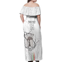 Custom Equatorial Guinea Football Family Matching Off Shoulder Maxi Dress and Hawaiian Shirt Allez Nzalang Nacional - White Version