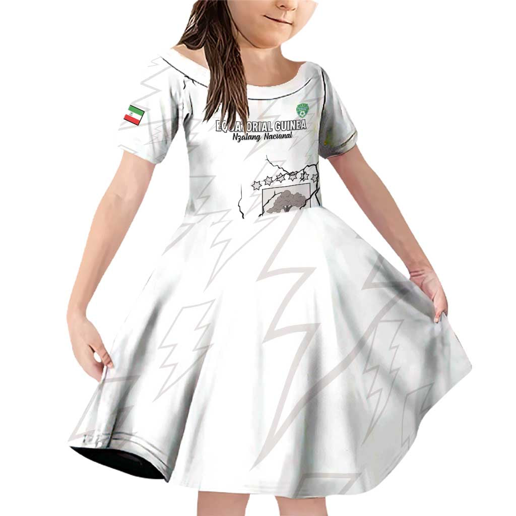 Custom Equatorial Guinea Football Family Matching Off Shoulder Short Dress and Hawaiian Shirt Allez Nzalang Nacional - White Version