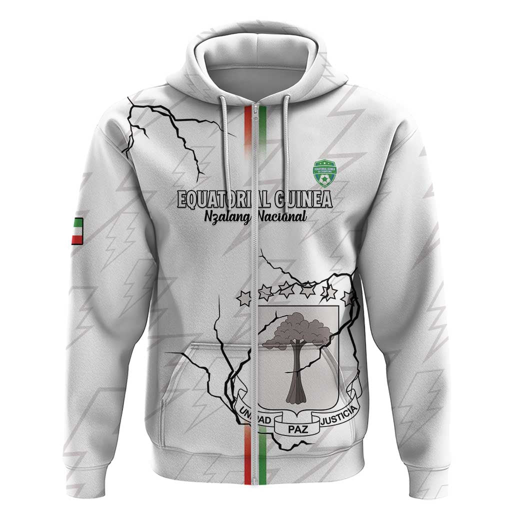 Custom Equatorial Guinea Football Hoodie Allez Nzalang Nacional - White Version