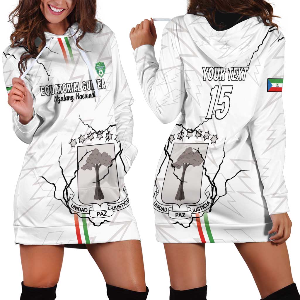 Custom Equatorial Guinea Football Hoodie Dress Allez Nzalang Nacional - White Version