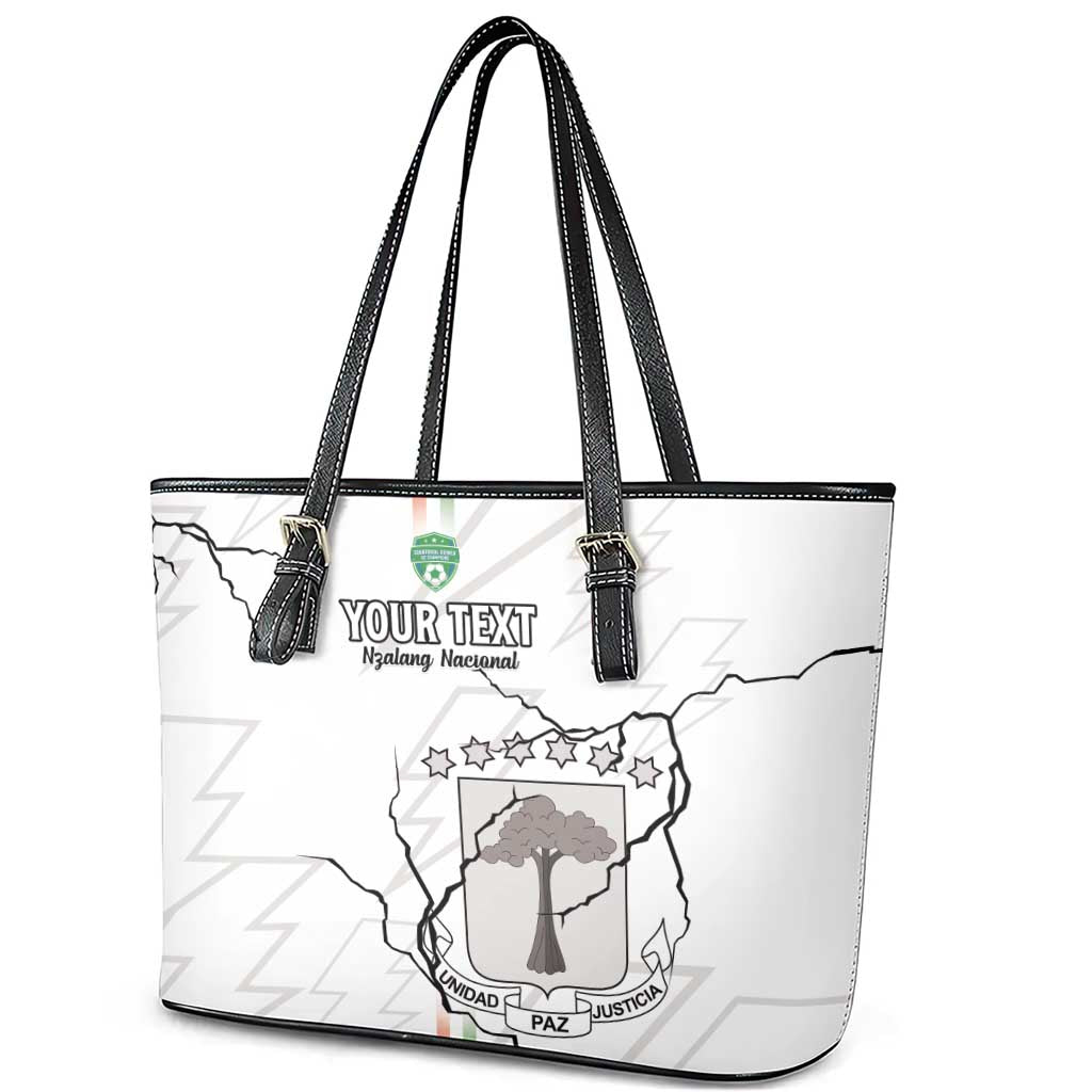 Custom Equatorial Guinea Football Leather Tote Bag Allez Nzalang Nacional - White Version