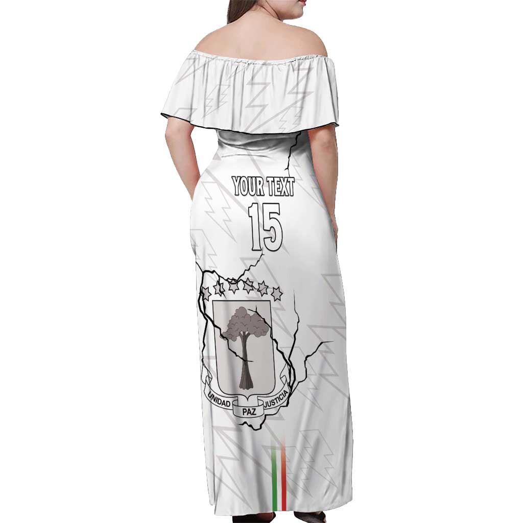 Custom Equatorial Guinea Football Off Shoulder Maxi Dress Allez Nzalang Nacional - White Version
