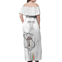 Custom Equatorial Guinea Football Off Shoulder Maxi Dress Allez Nzalang Nacional - White Version