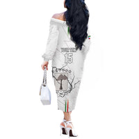 Custom Equatorial Guinea Football Off The Shoulder Long Sleeve Dress Allez Nzalang Nacional - White Version